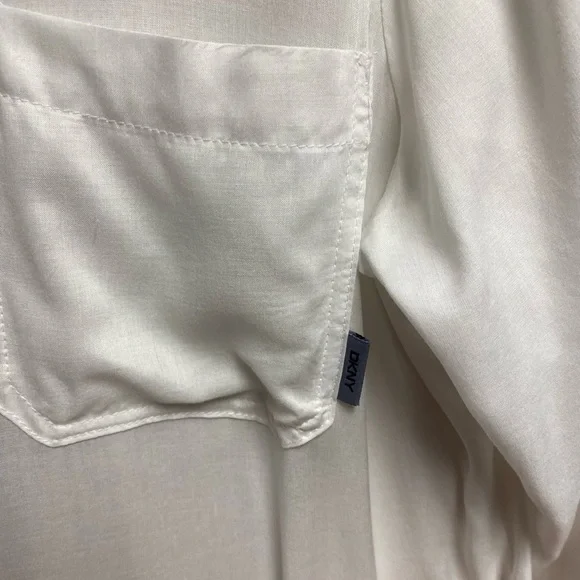 DKNY White Rayon Button-Front Shirt - Picture 9 of 9